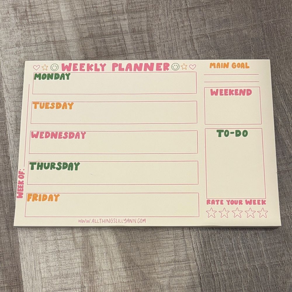 weekly planner notepad
